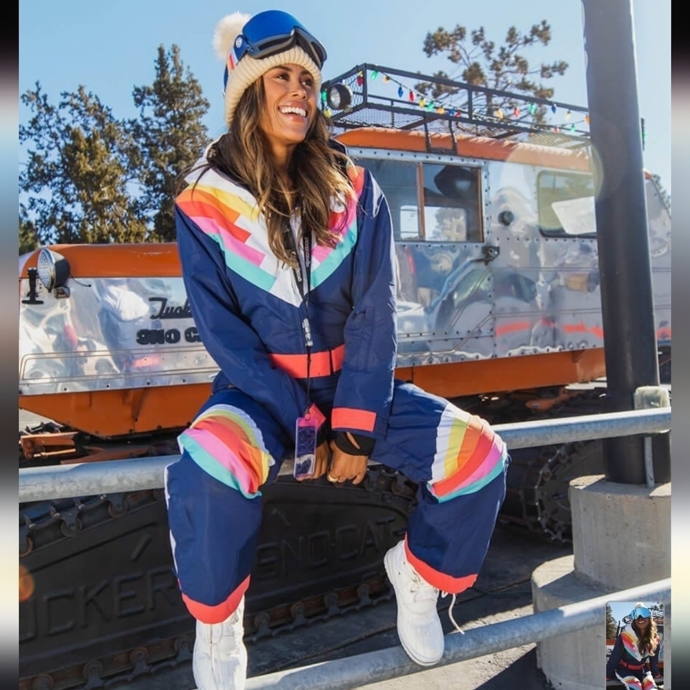 NWT! Tipsy Elves, Women's Santa Fe Shredder Snow Suit, Navy Multi, MSRP $299